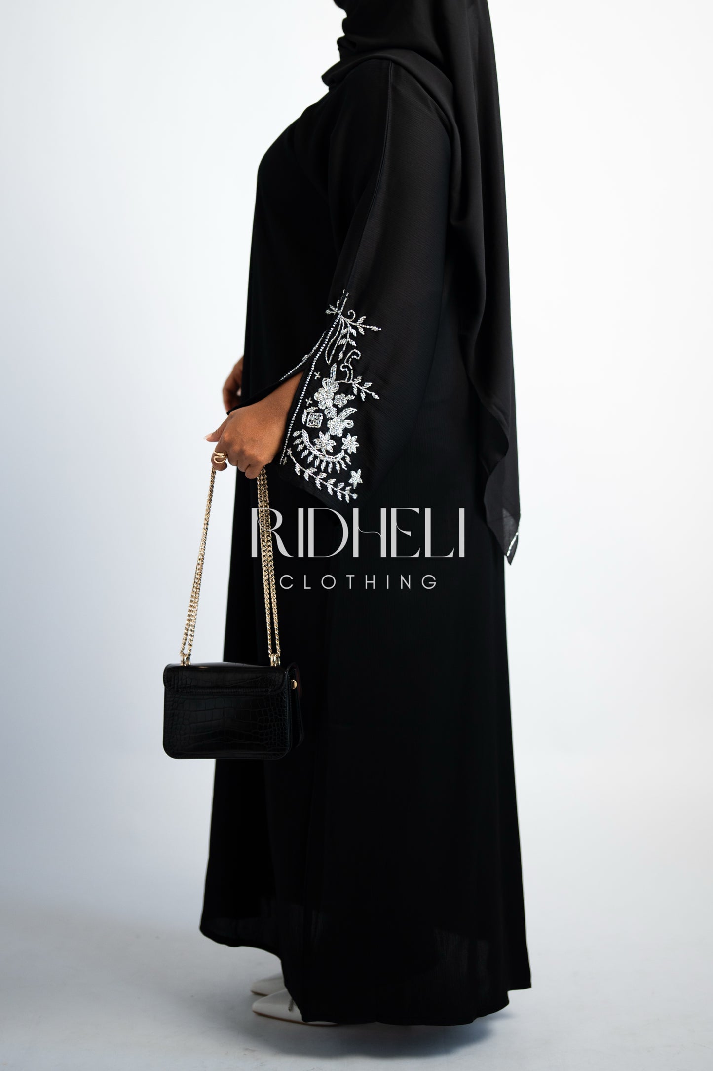 ZAILIN BLACK BEADED ABAYA