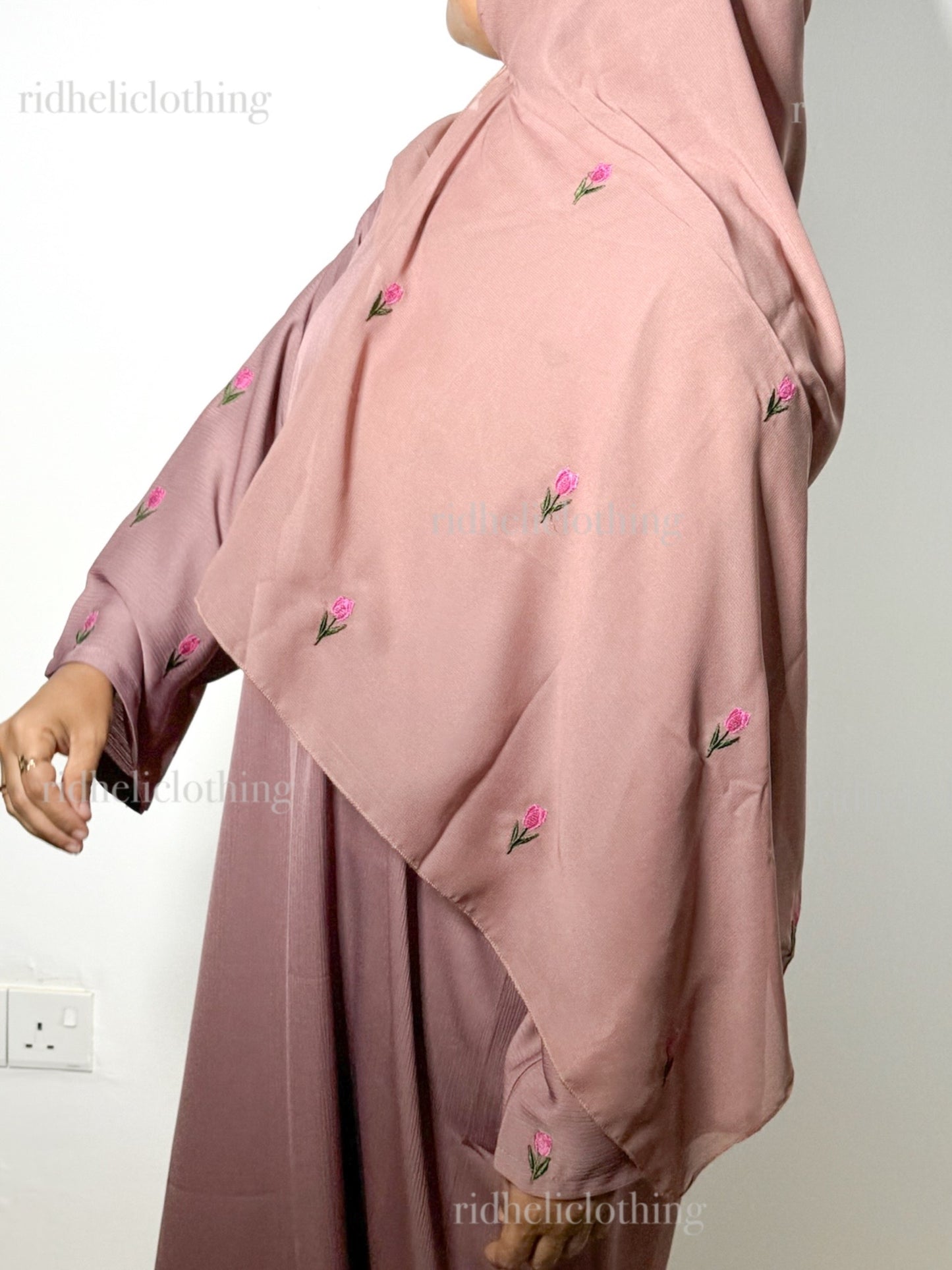 LUANA PINK TULIP EMBROIDERY ABAYA