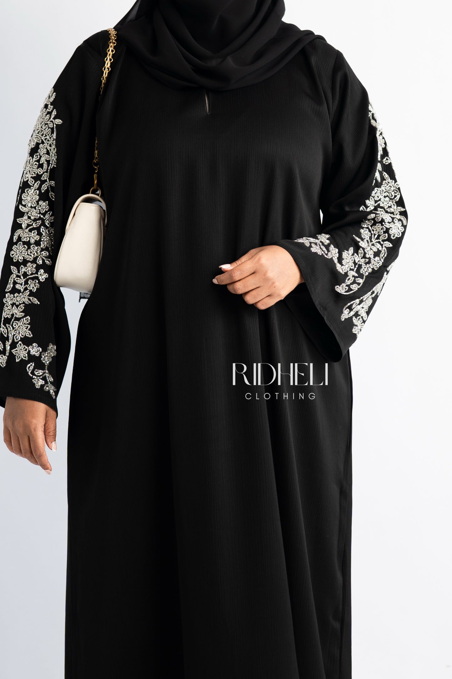 AMEENA BLACK BEADED ABAYA