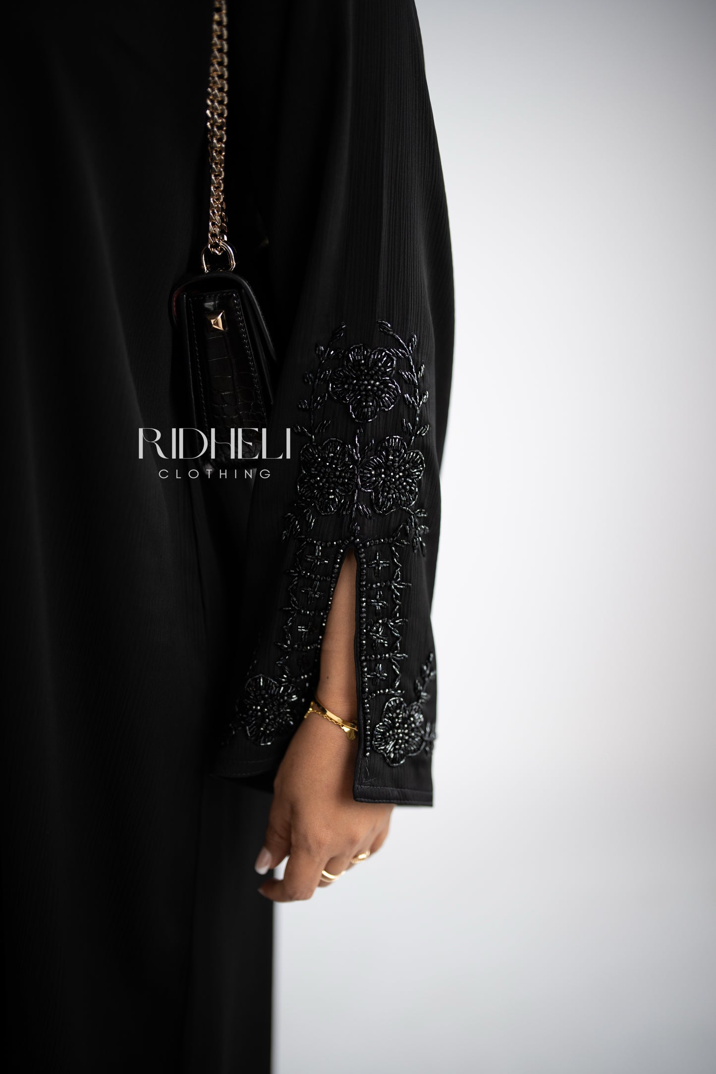AIDAN BLACK BEADED ABAYA
