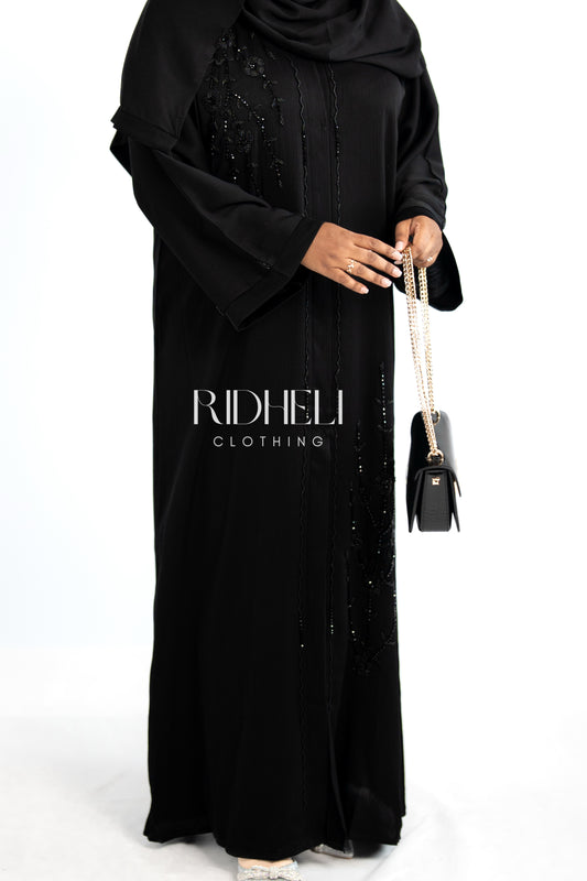 NISHA BLACK BEADED ABAYA