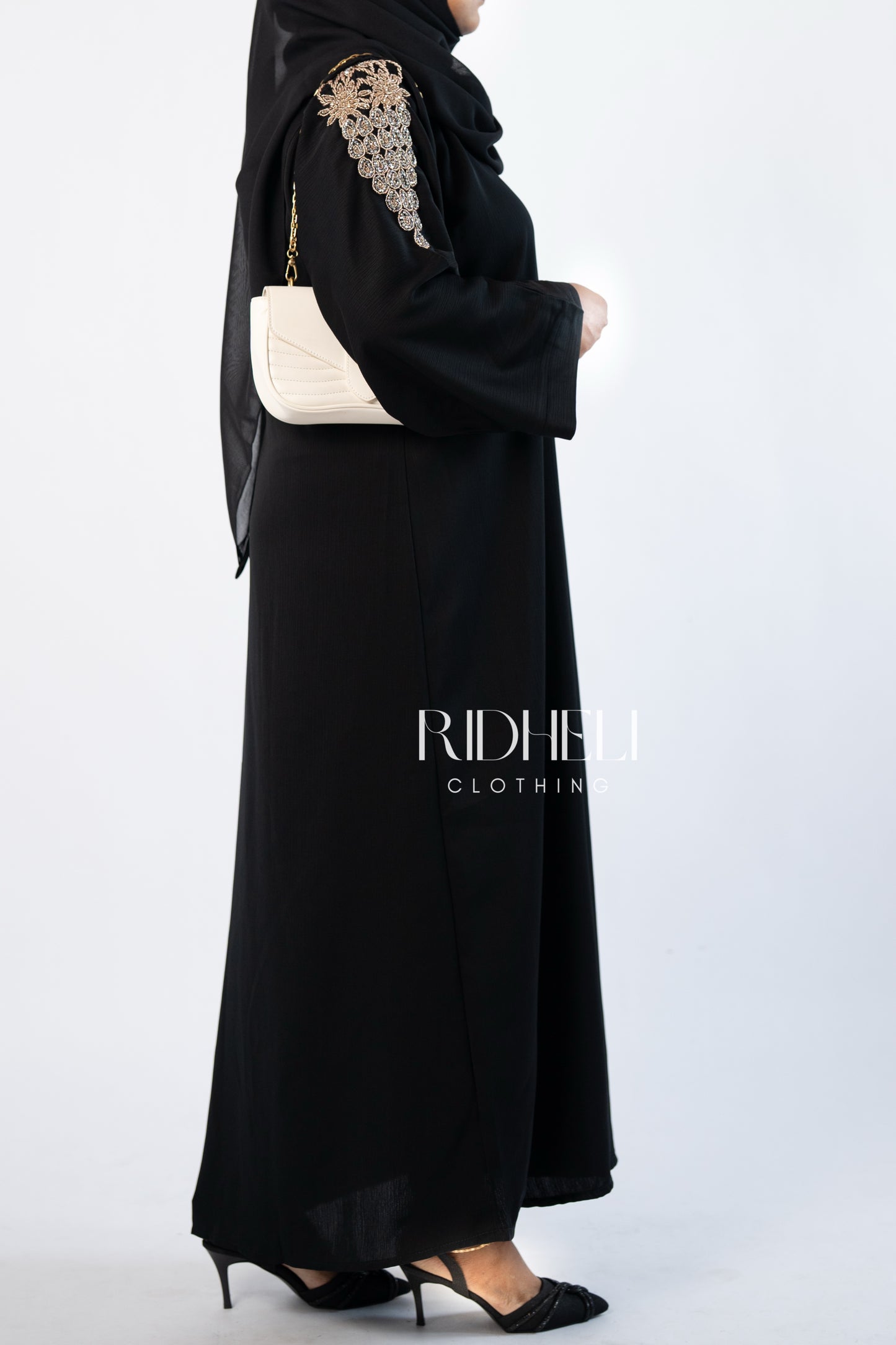 NAWAL BLACK BEADED ABAYA