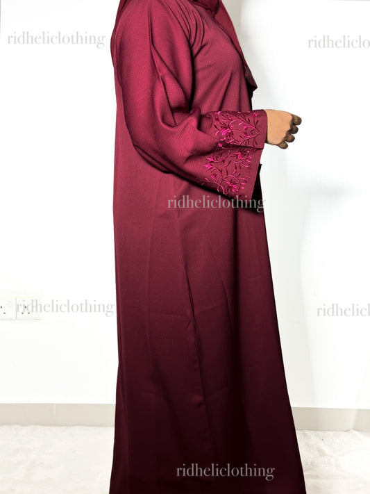 ALIRA RED EMBROIDERY ABAYA