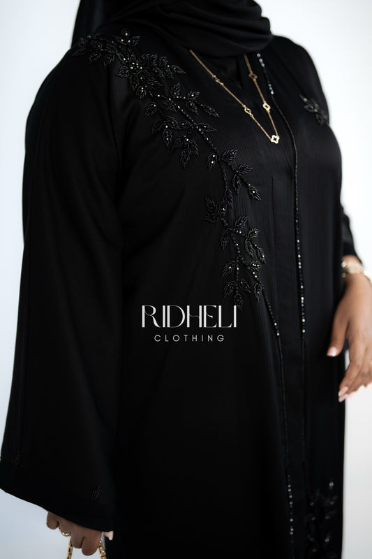 HAYAA BLACK BEADED ABAYA