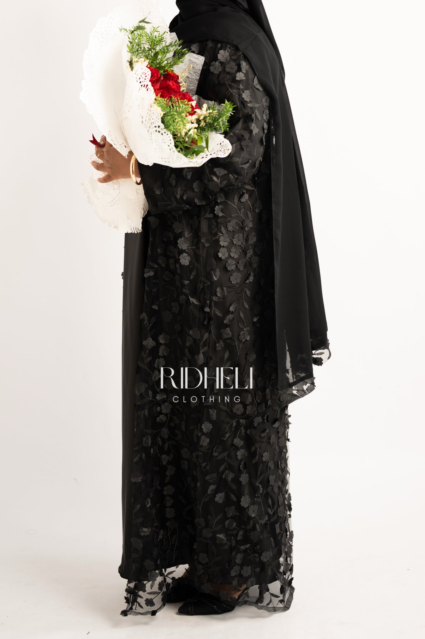 BLACK BLOSSOM CARDIGAN ABAYA