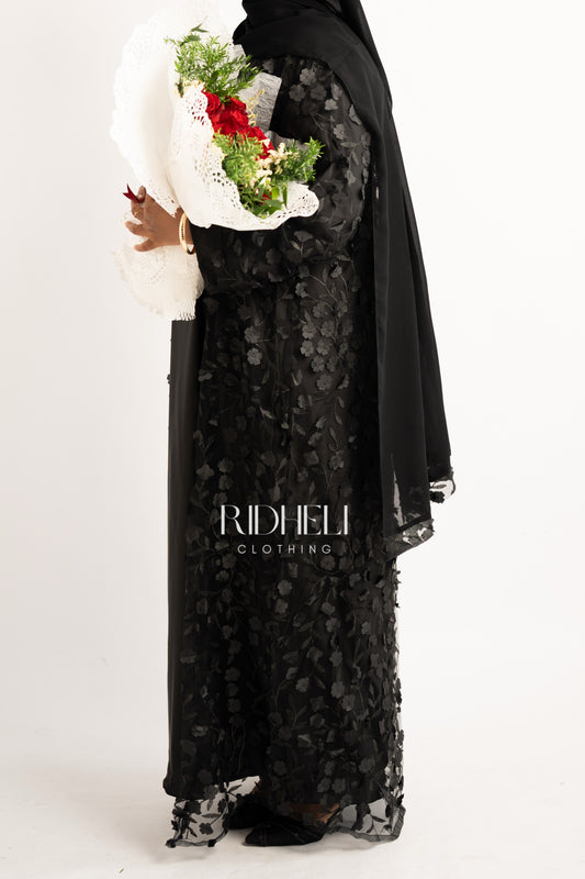 BLACK BLOSSOM CARDIGAN ABAYA