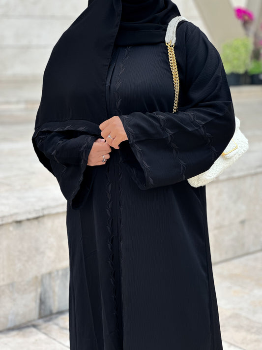 ALIYA BLACK EMBROIDERY ABAYA