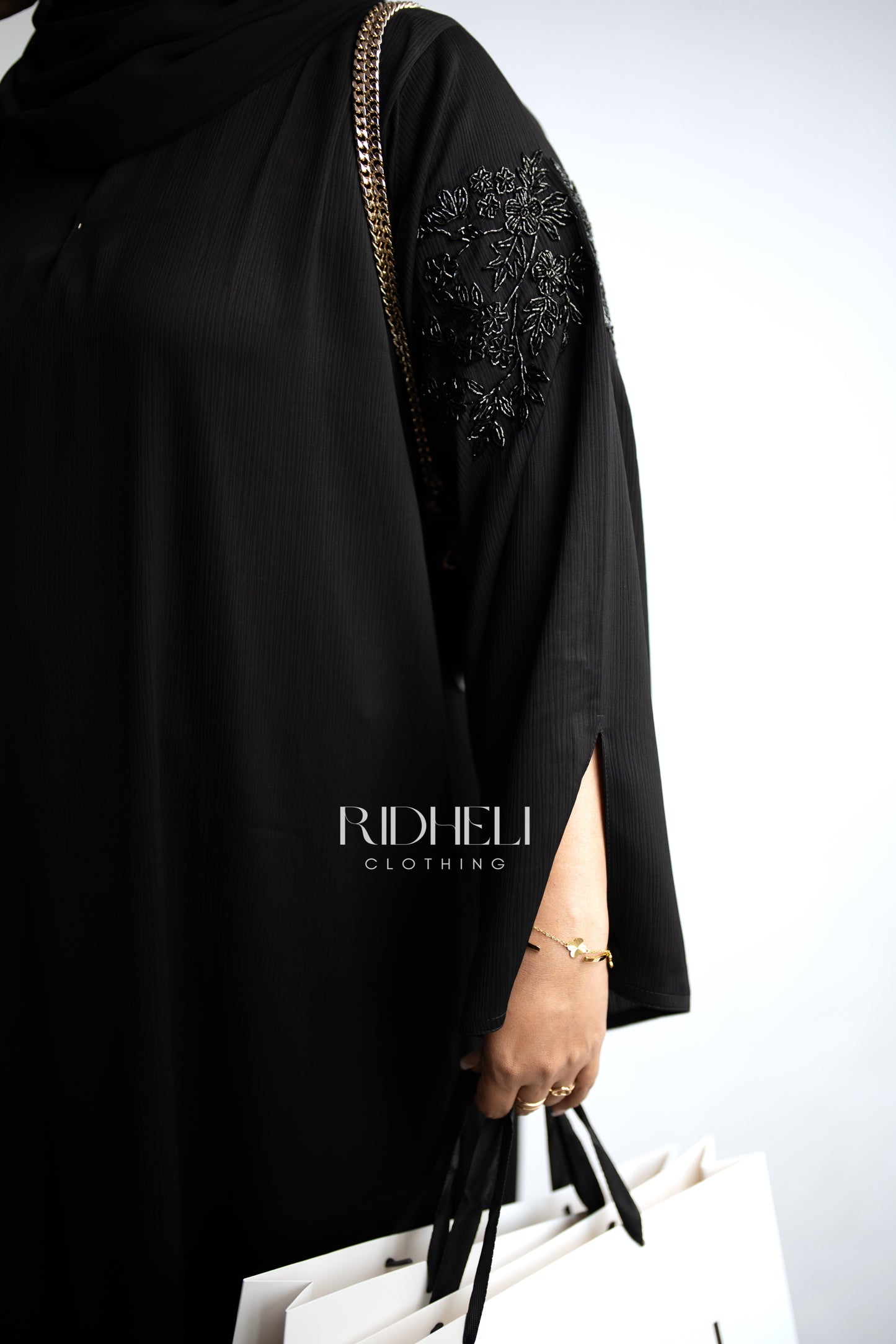 LAYAL BLACK BEADED ABAYA