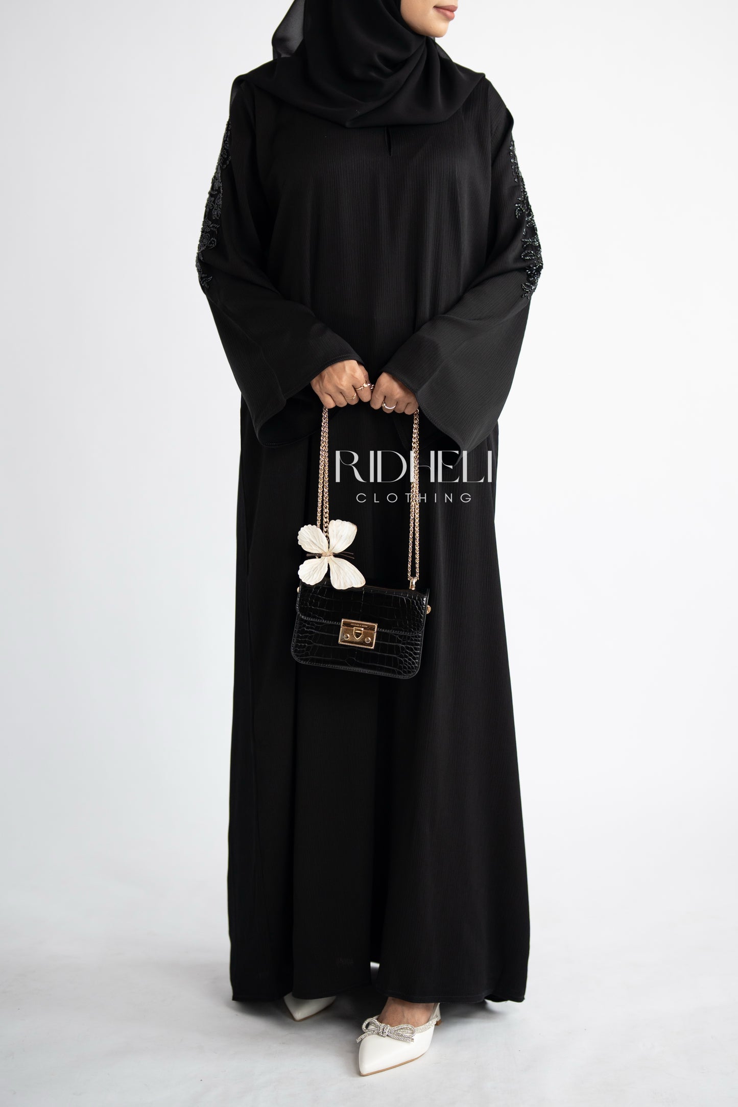 MIRA BLACK BEADED ABAYA