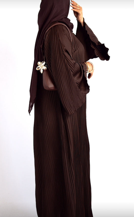 PLEATED BROWN ABAYA