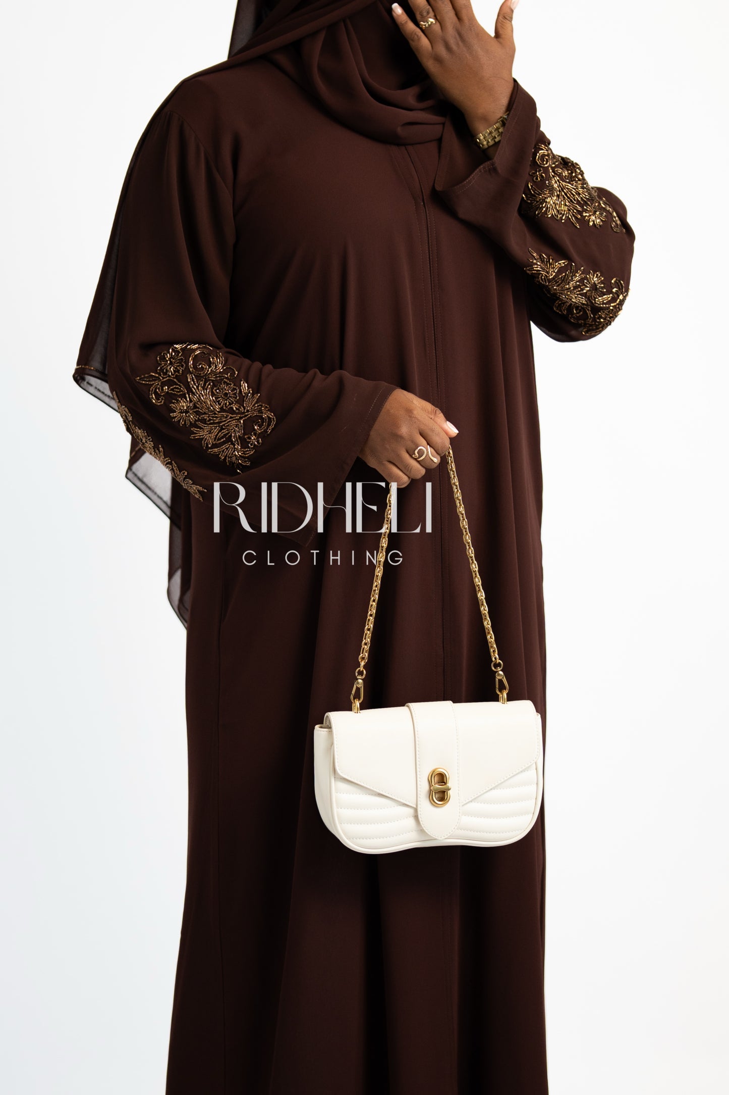 SANAYA BROWN BEADED ABAYA