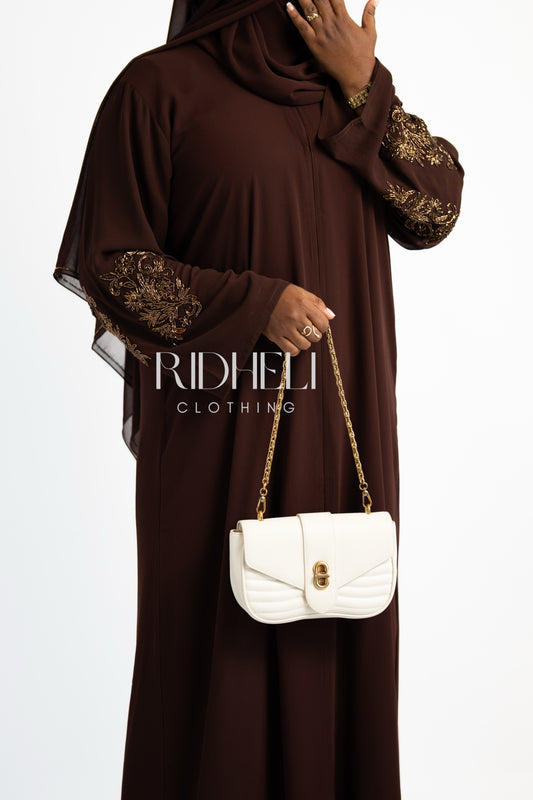 SANAYA BROWN BEADED ABAYA