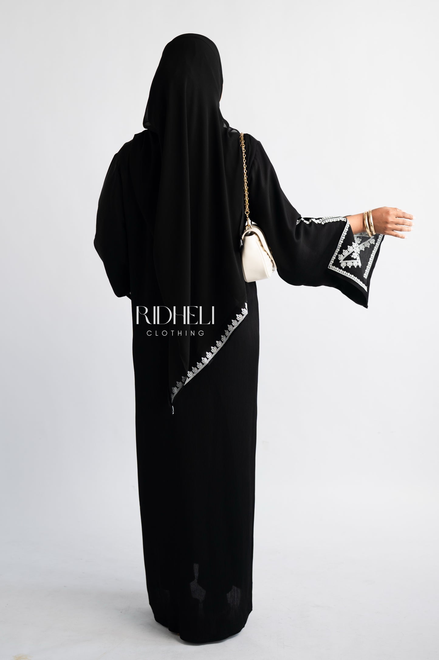 HUDA BLACK EMBROIDERY ABAYA