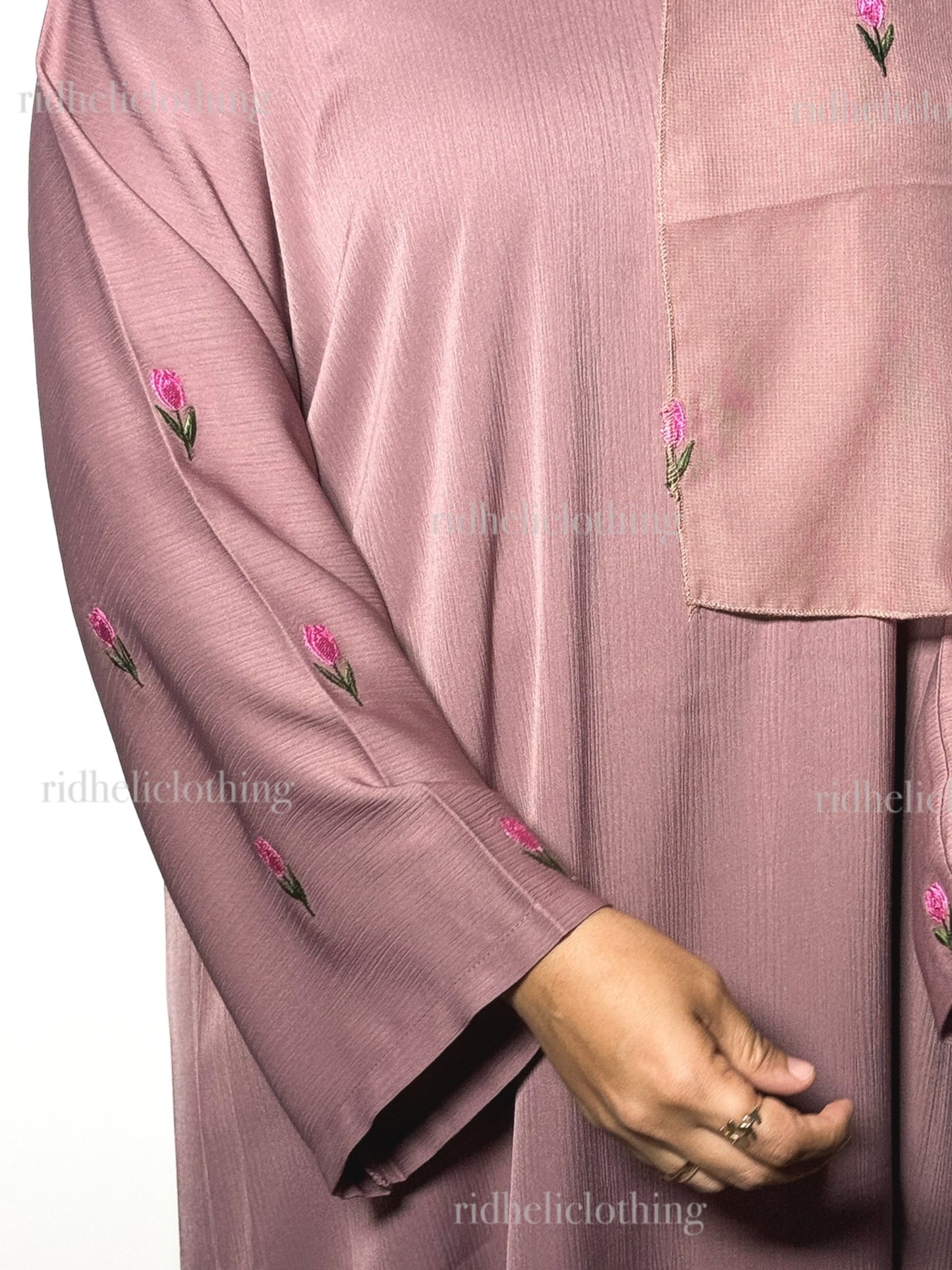 LUANA PINK TULIP EMBROIDERY ABAYA