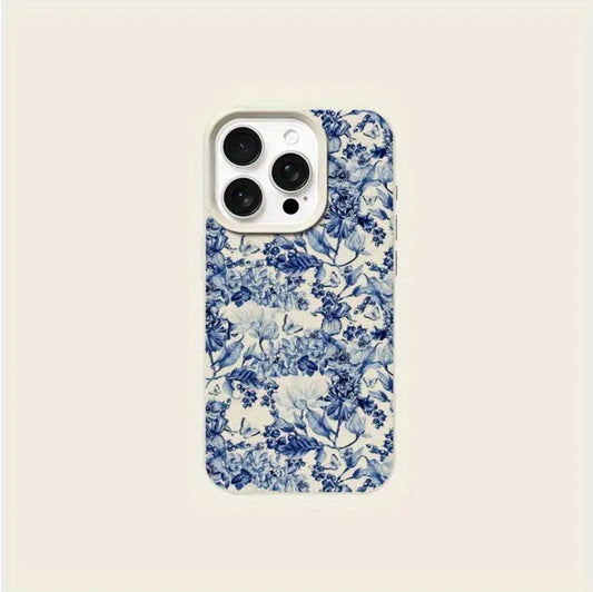 Blue and White Procelain Flower Design Soft Phone Case