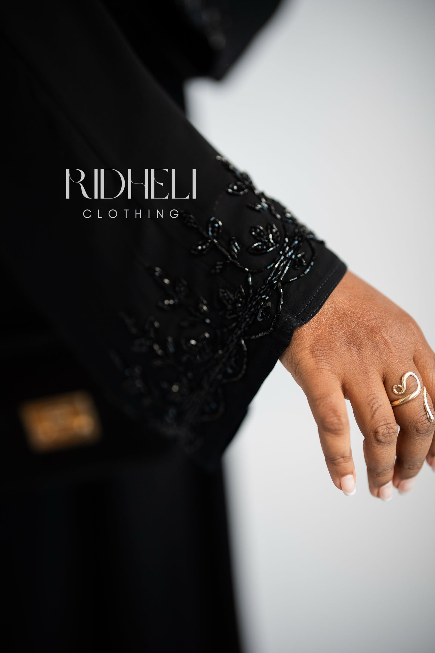 ARIAL BLACK BEADED ABAYA