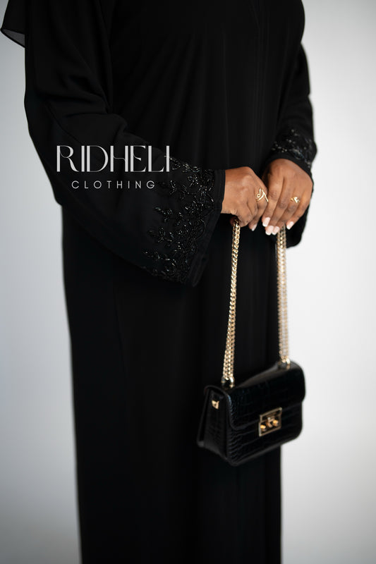 ARIAL BLACK BEADED ABAYA