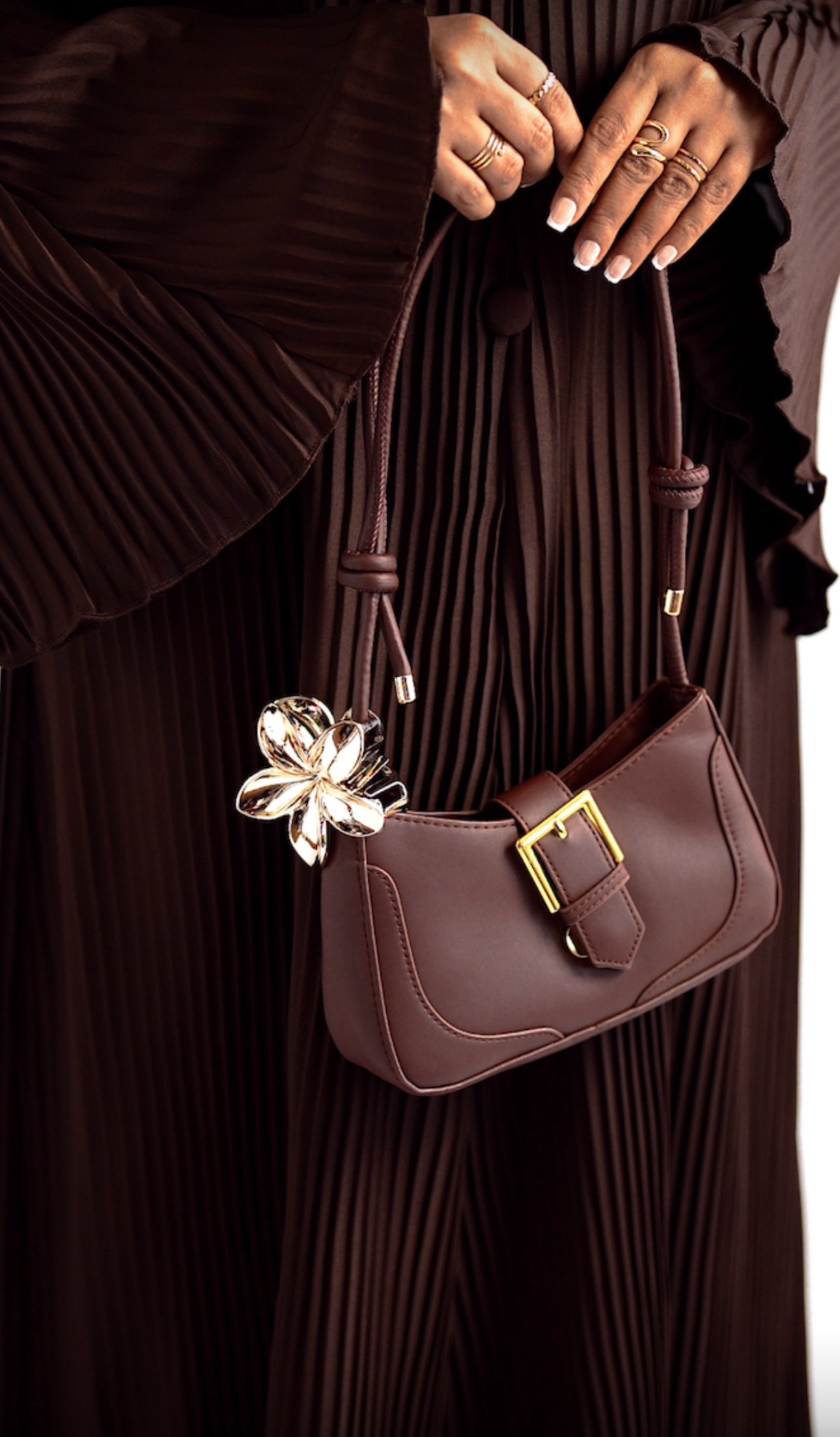 PLEATED BROWN ABAYA