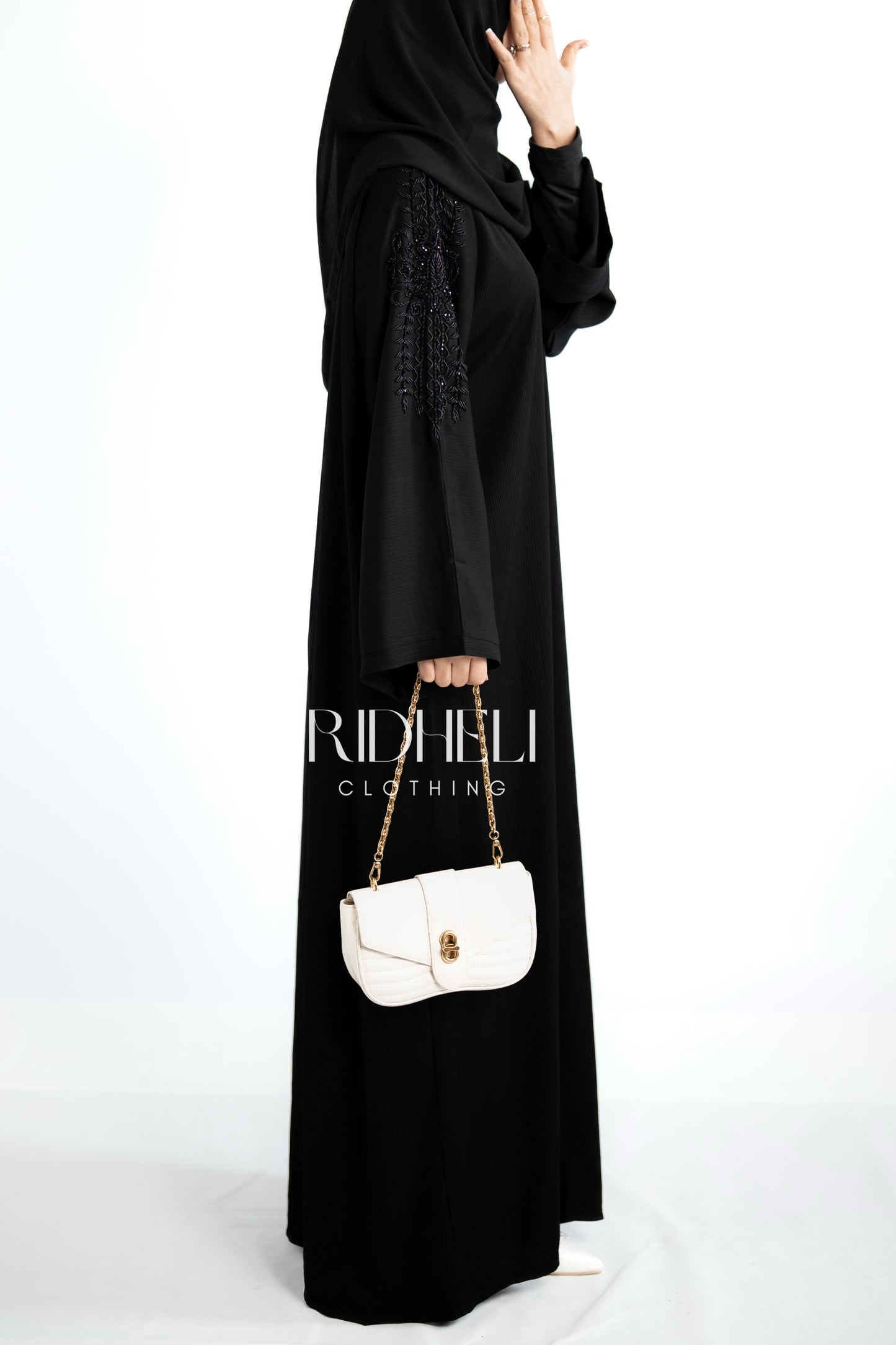 EILA BLACK BEADED ABAYA