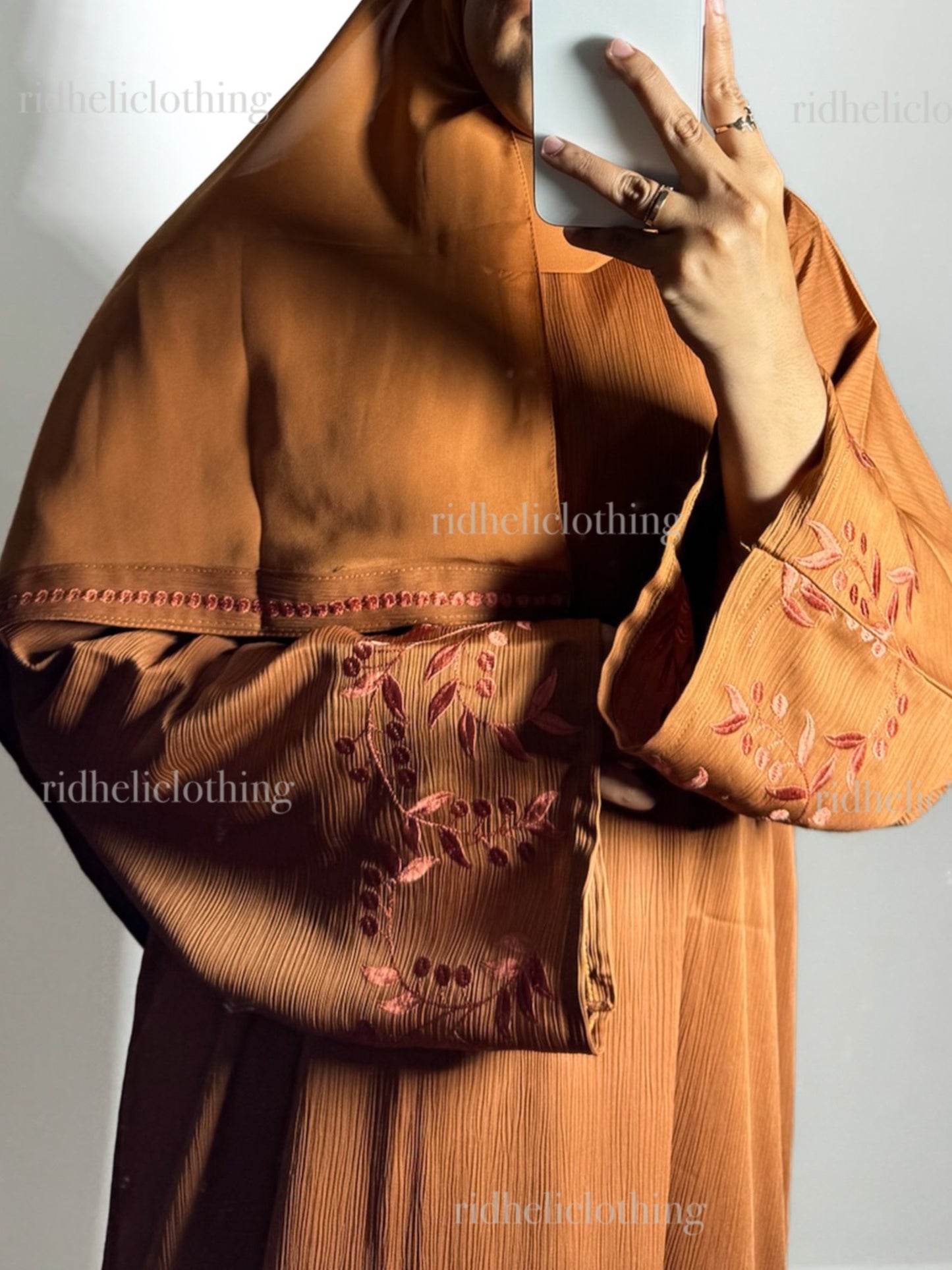 JANA ORANGE EMBROIDERY ABAYA