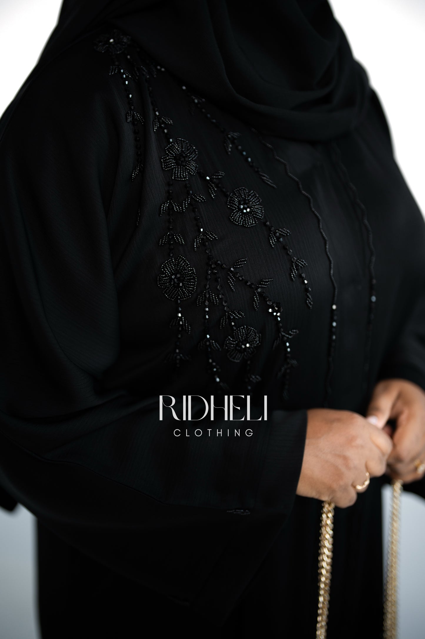 NISHA BLACK BEADED ABAYA