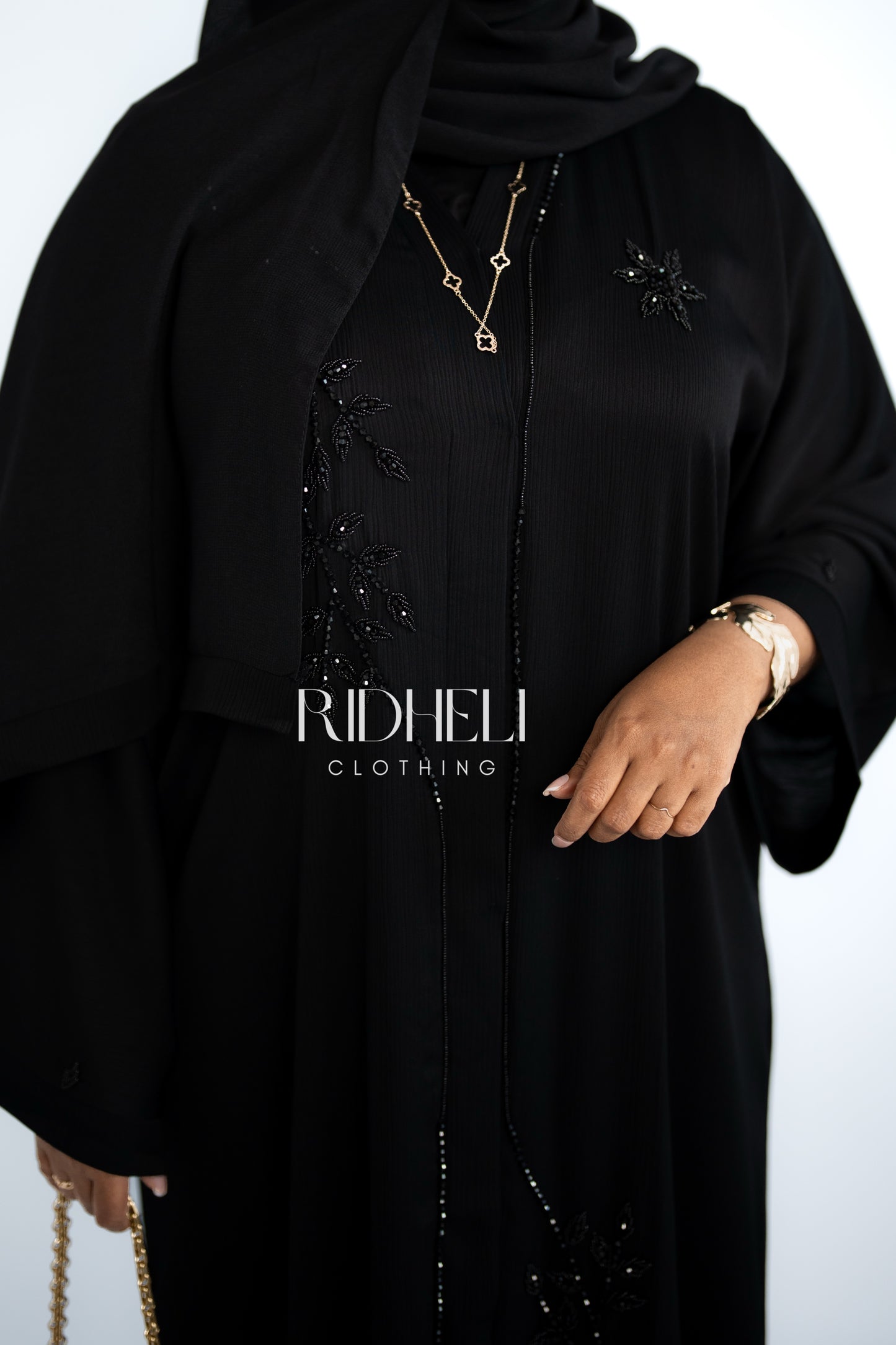 HAYAA BLACK BEADED ABAYA