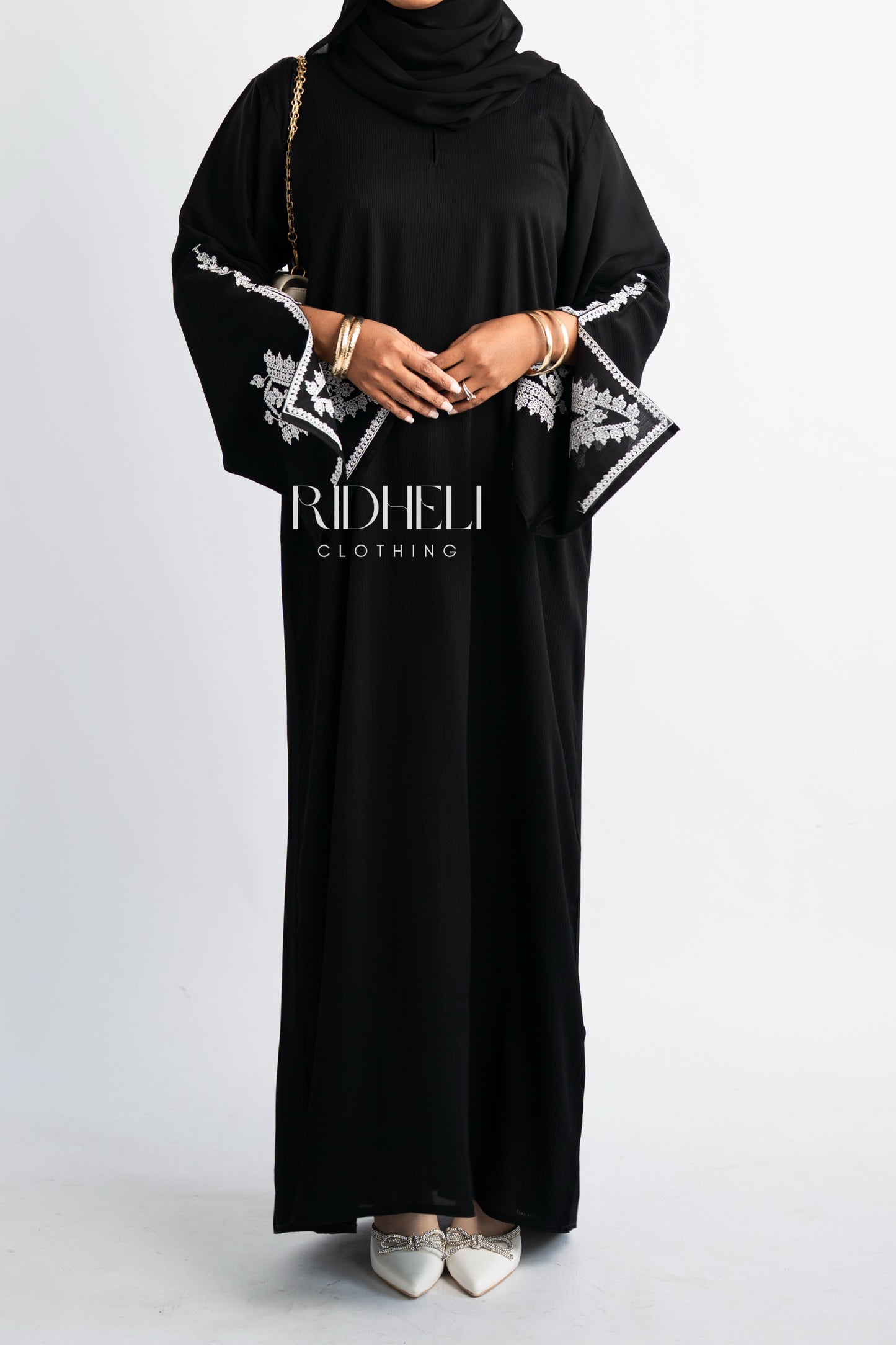HUDA BLACK EMBROIDERY ABAYA