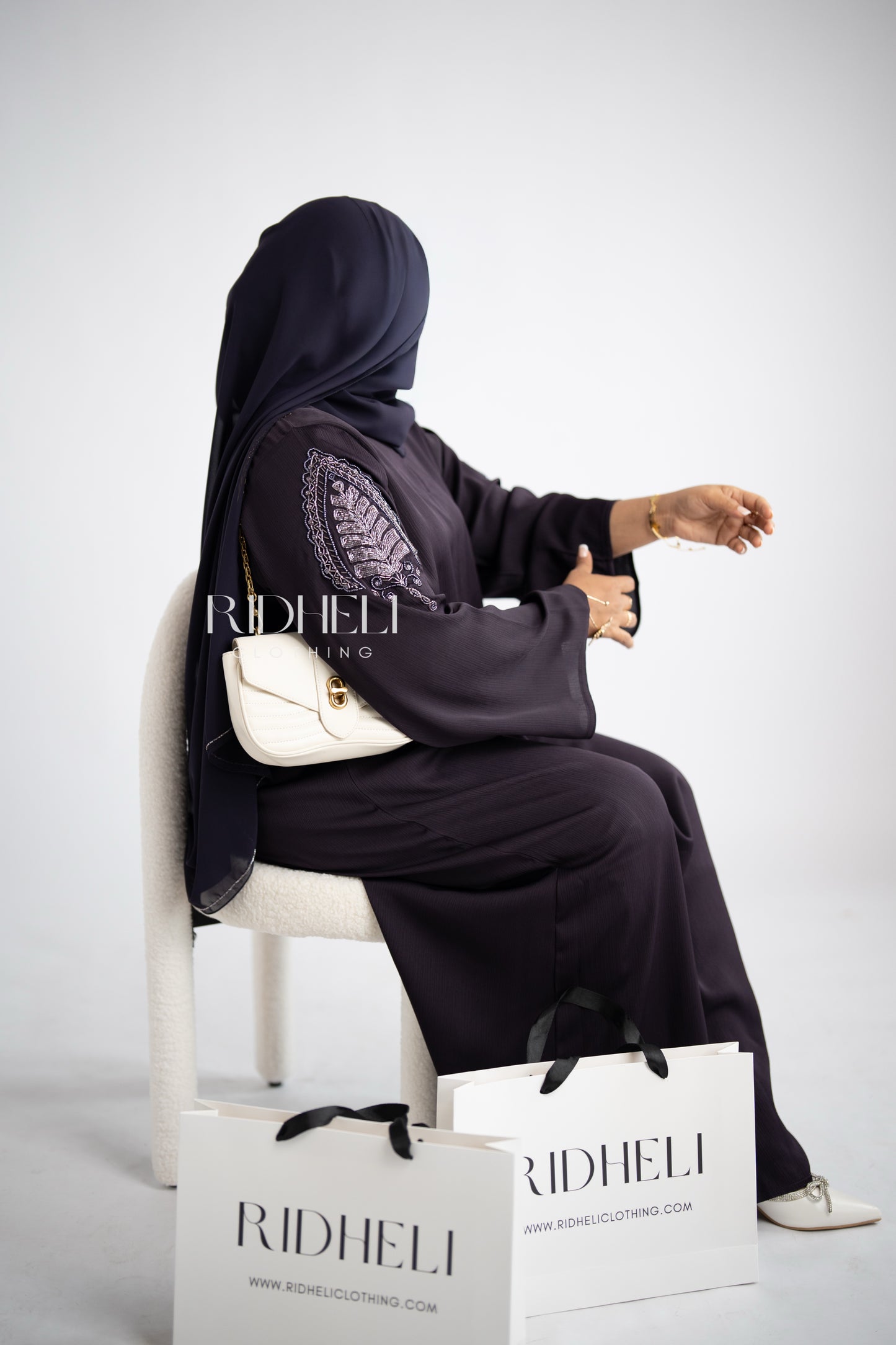 AMARA PURPLE BEADED ABAYA