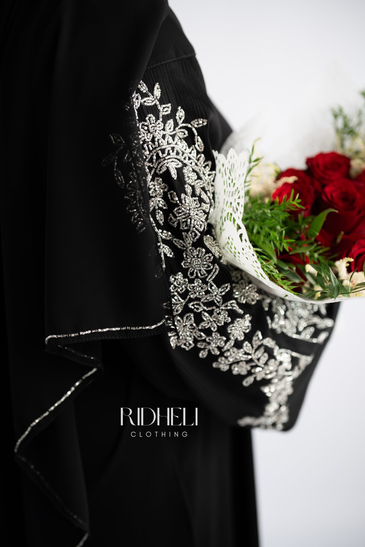 AMEENA BLACK BEADED ABAYA