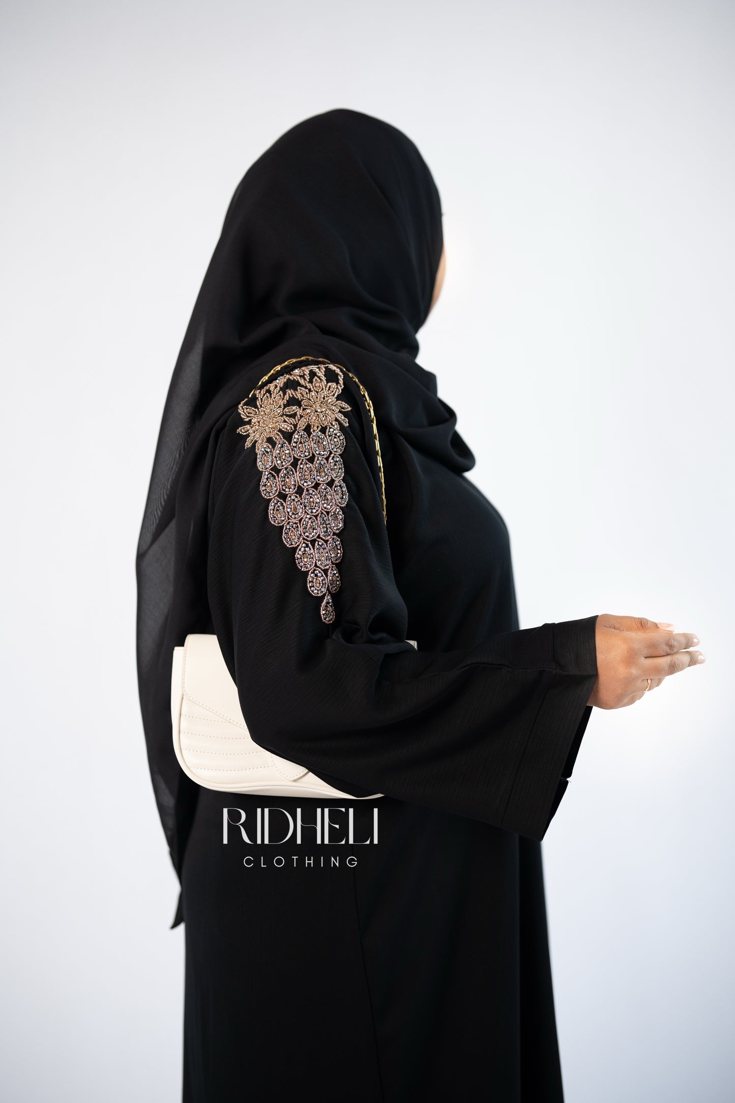 NAWAL BLACK BEADED ABAYA