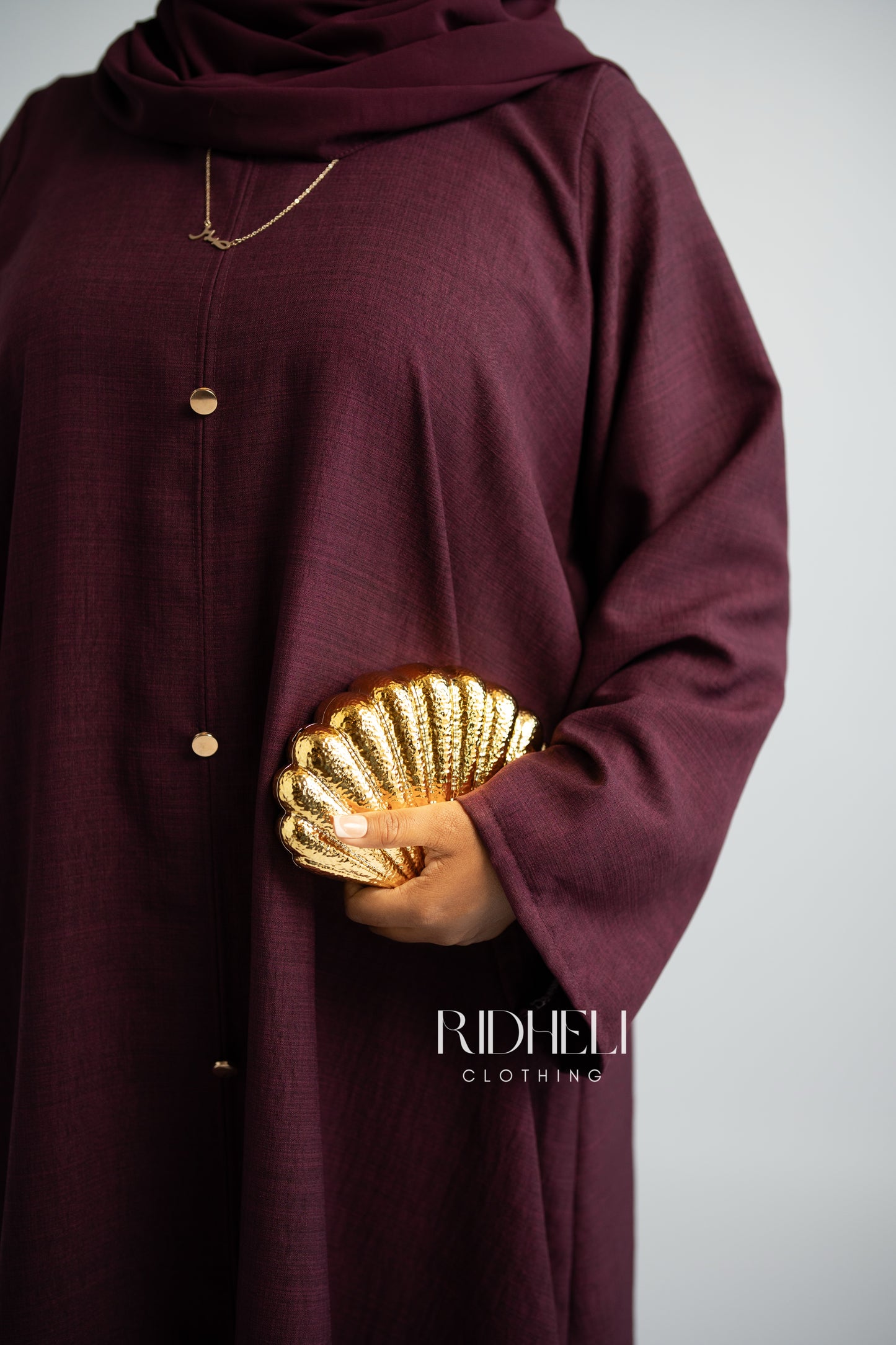 BURGUNDY LINEN ABAYA