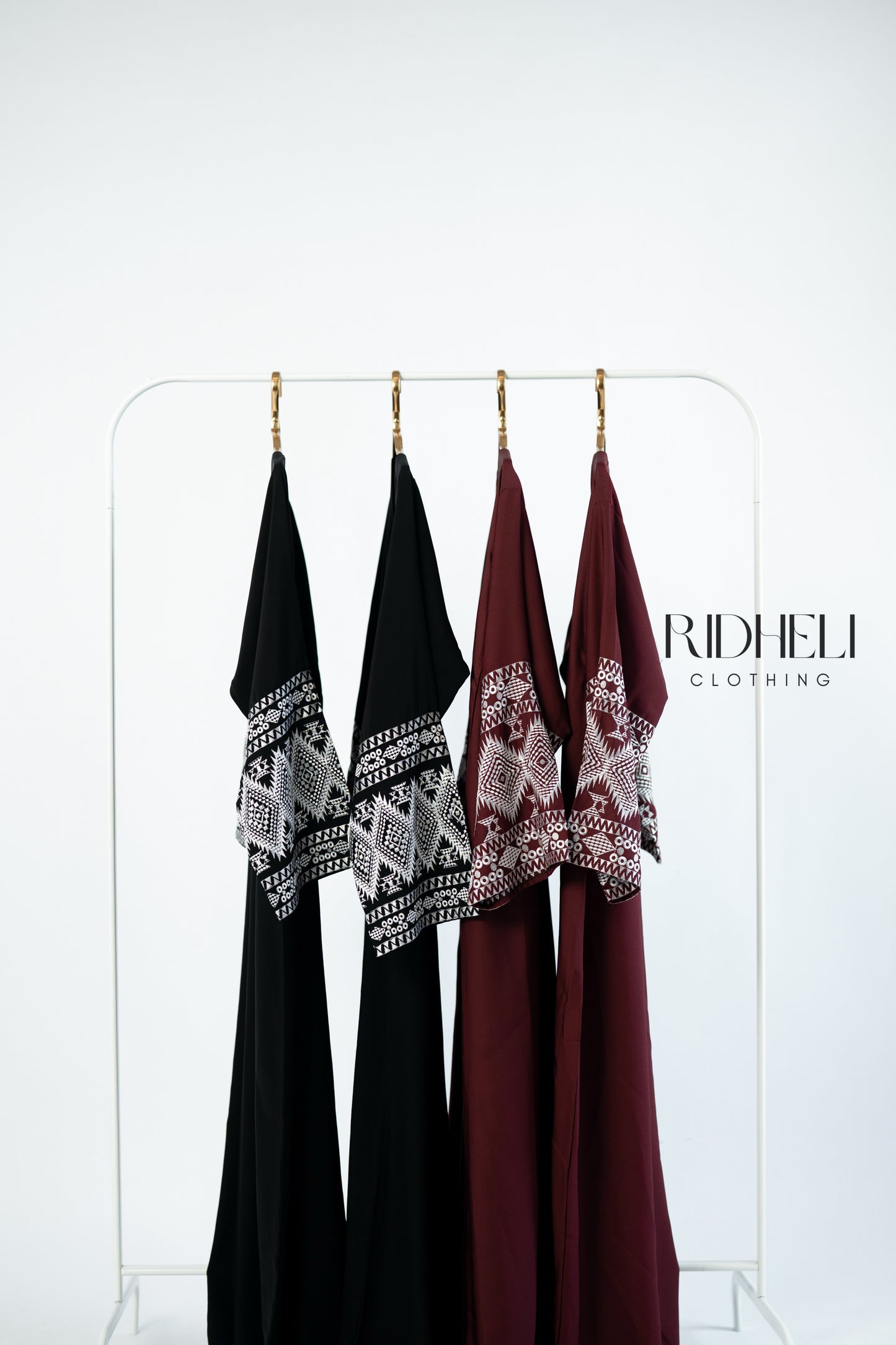 DUAA DARK RED EMBROIDERY ABAYA