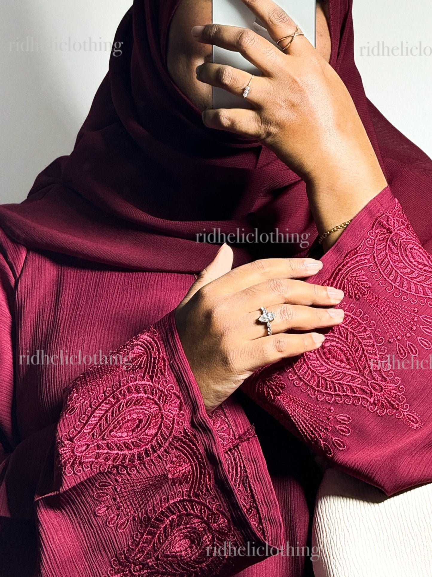 MEEZA RED EMBROIDERY ABAYA