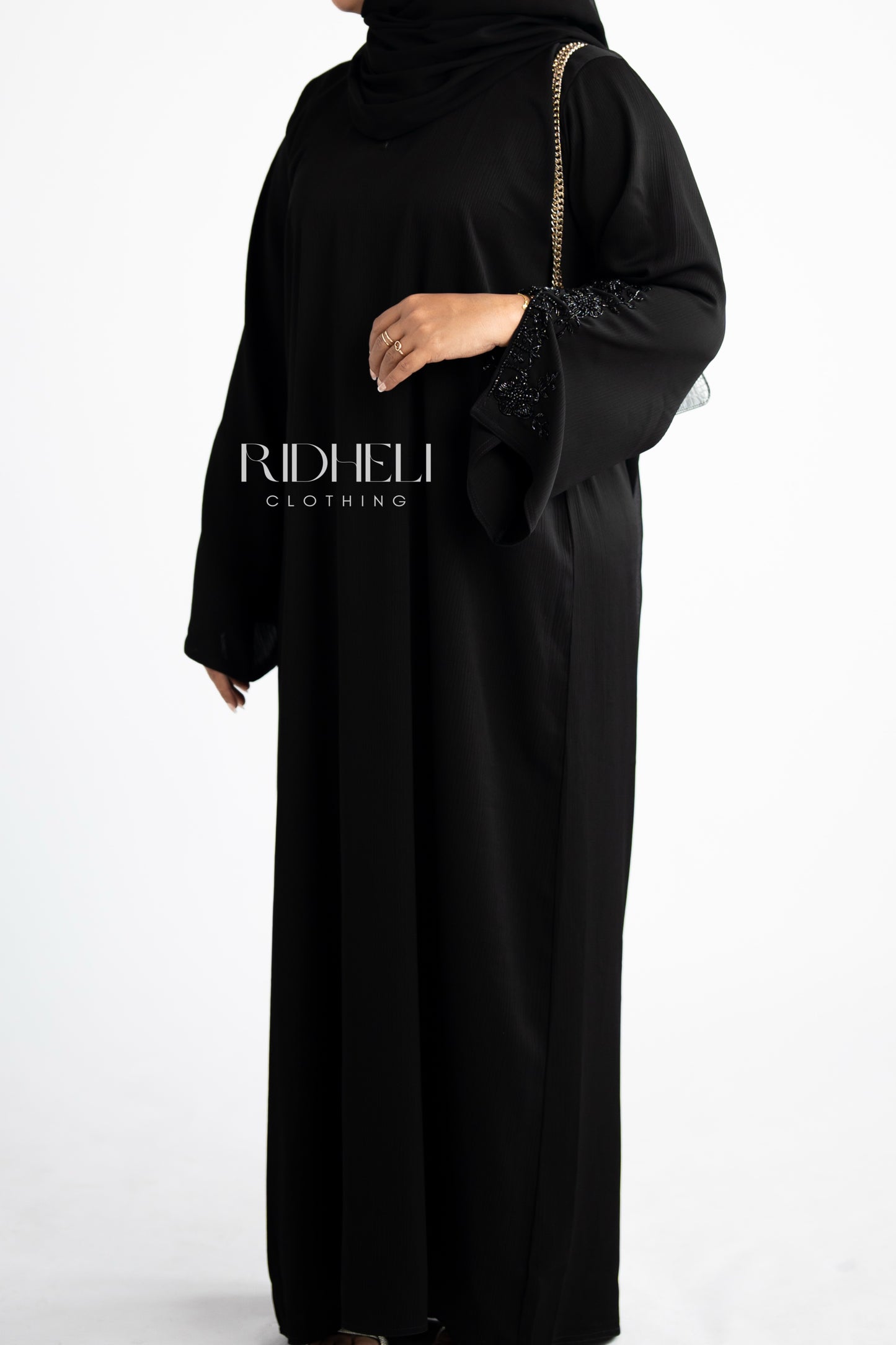 AIDAN BLACK BEADED ABAYA