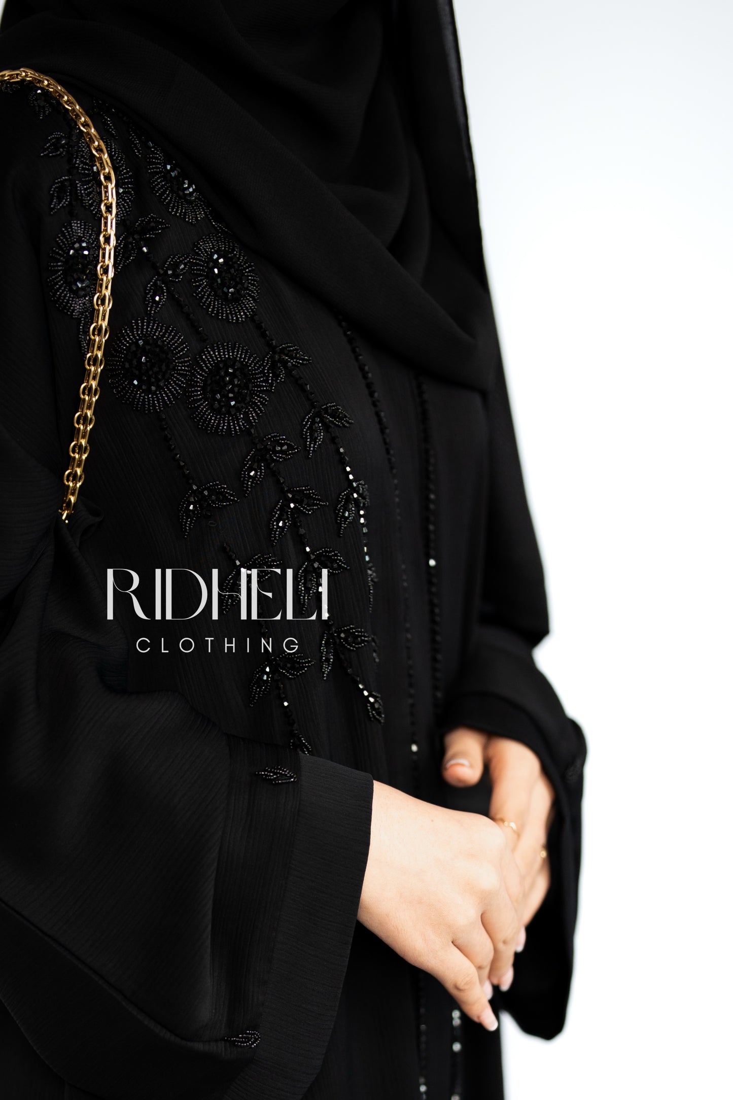 ZAYER BLACK BEADED ABAYA