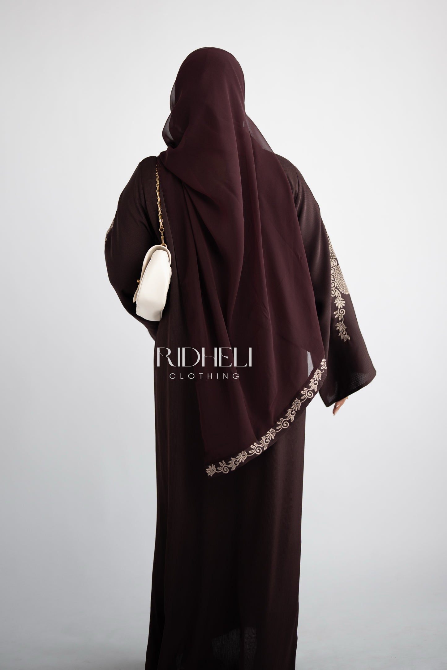 SAAIL EMBROIDERY DARK BROWN ABAYA
