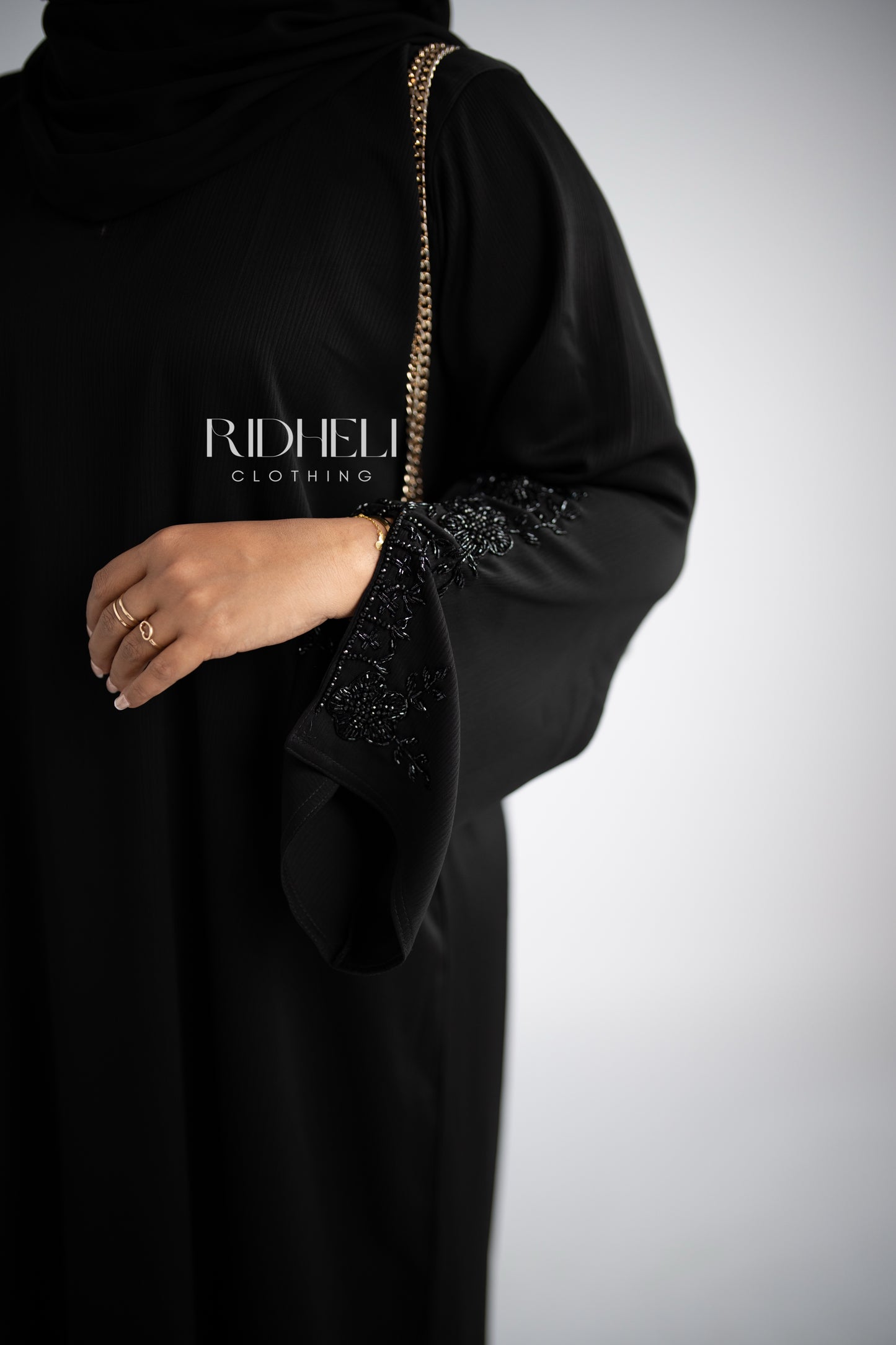 AIDAN BLACK BEADED ABAYA
