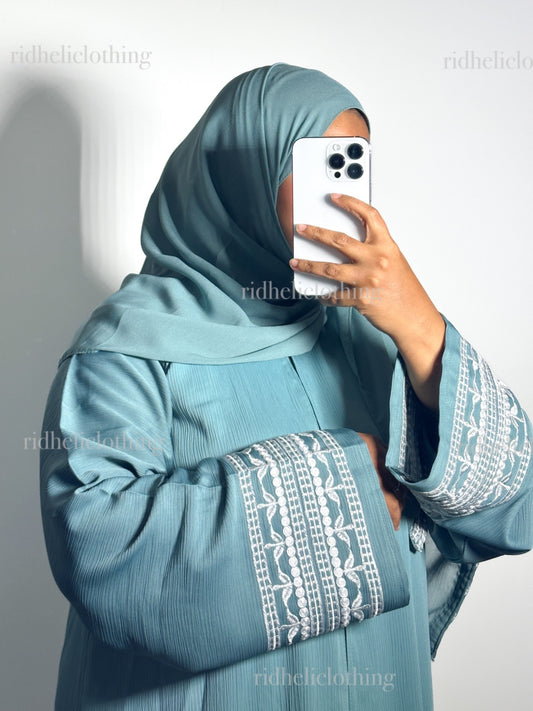 LEA BLUE EMBROIDERY ABAYA