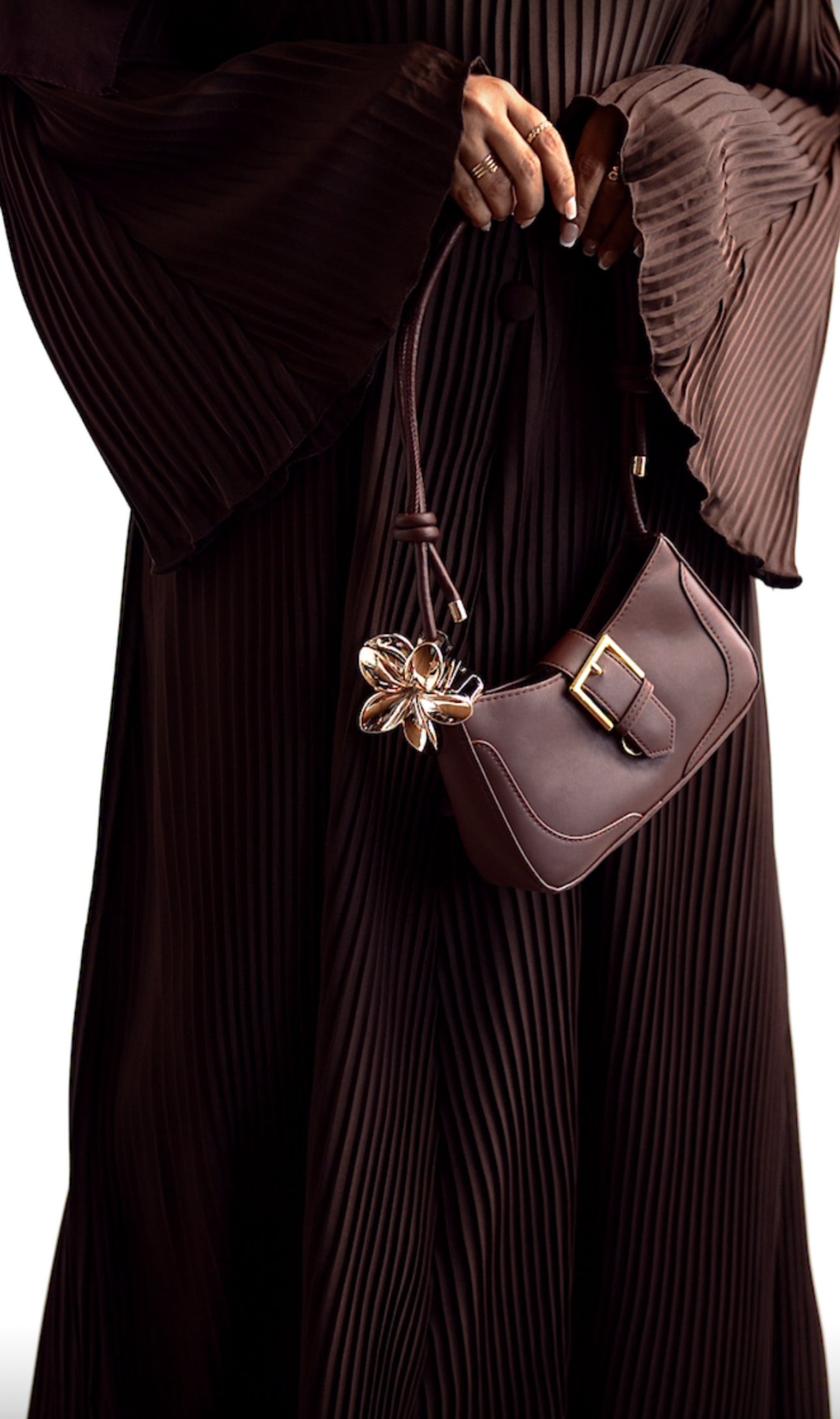 PLEATED BROWN ABAYA