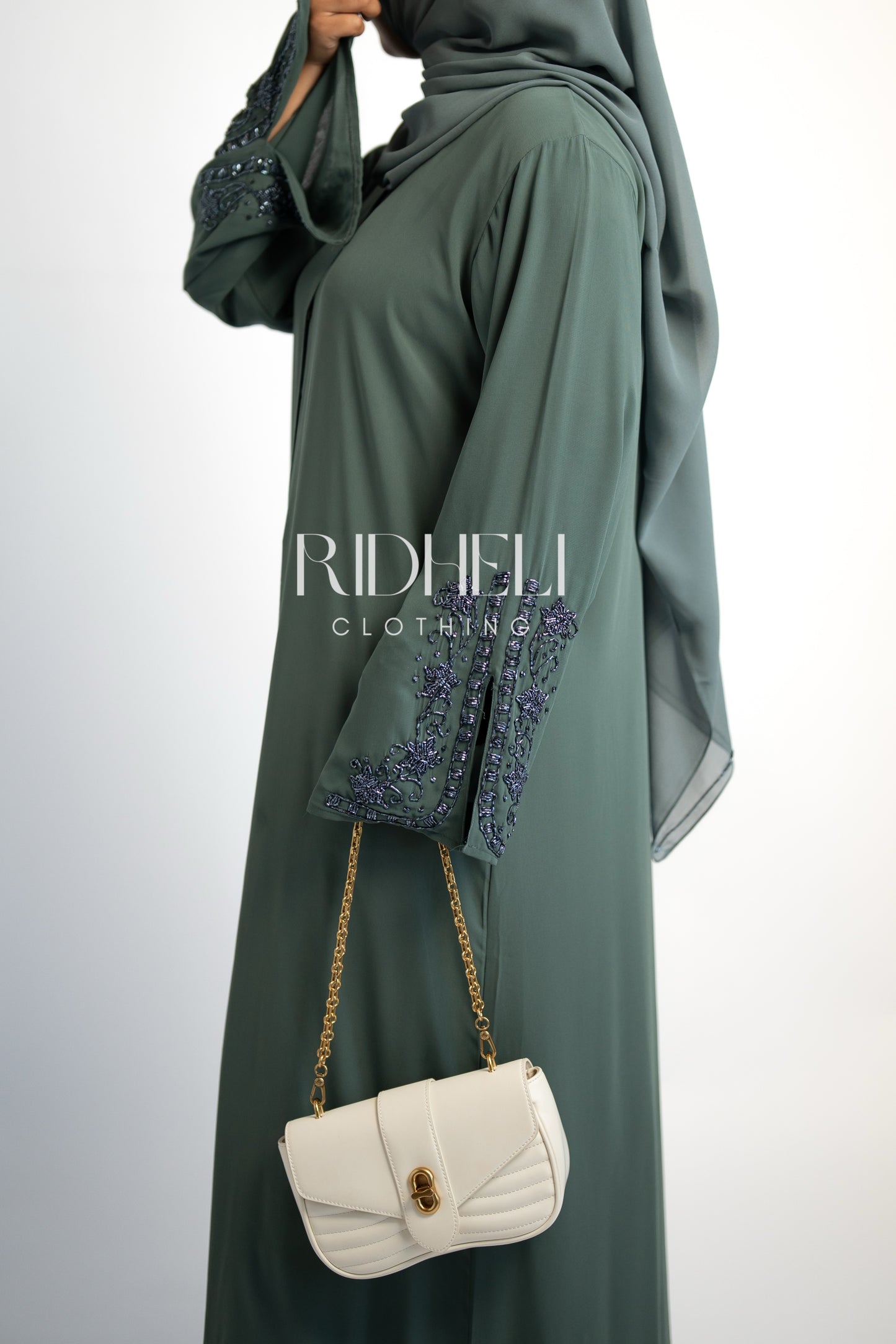 NADWA GREEN BEADED ABAYA