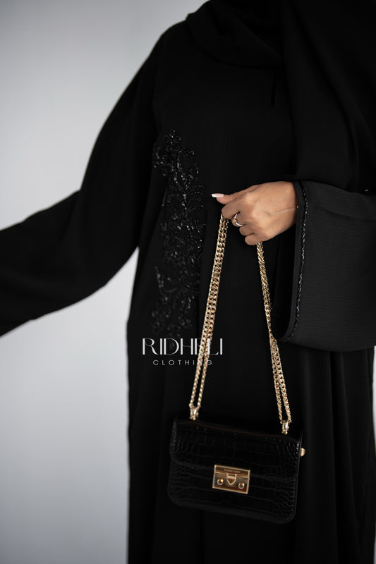 AYESHA BLACK BEADED ABAYA