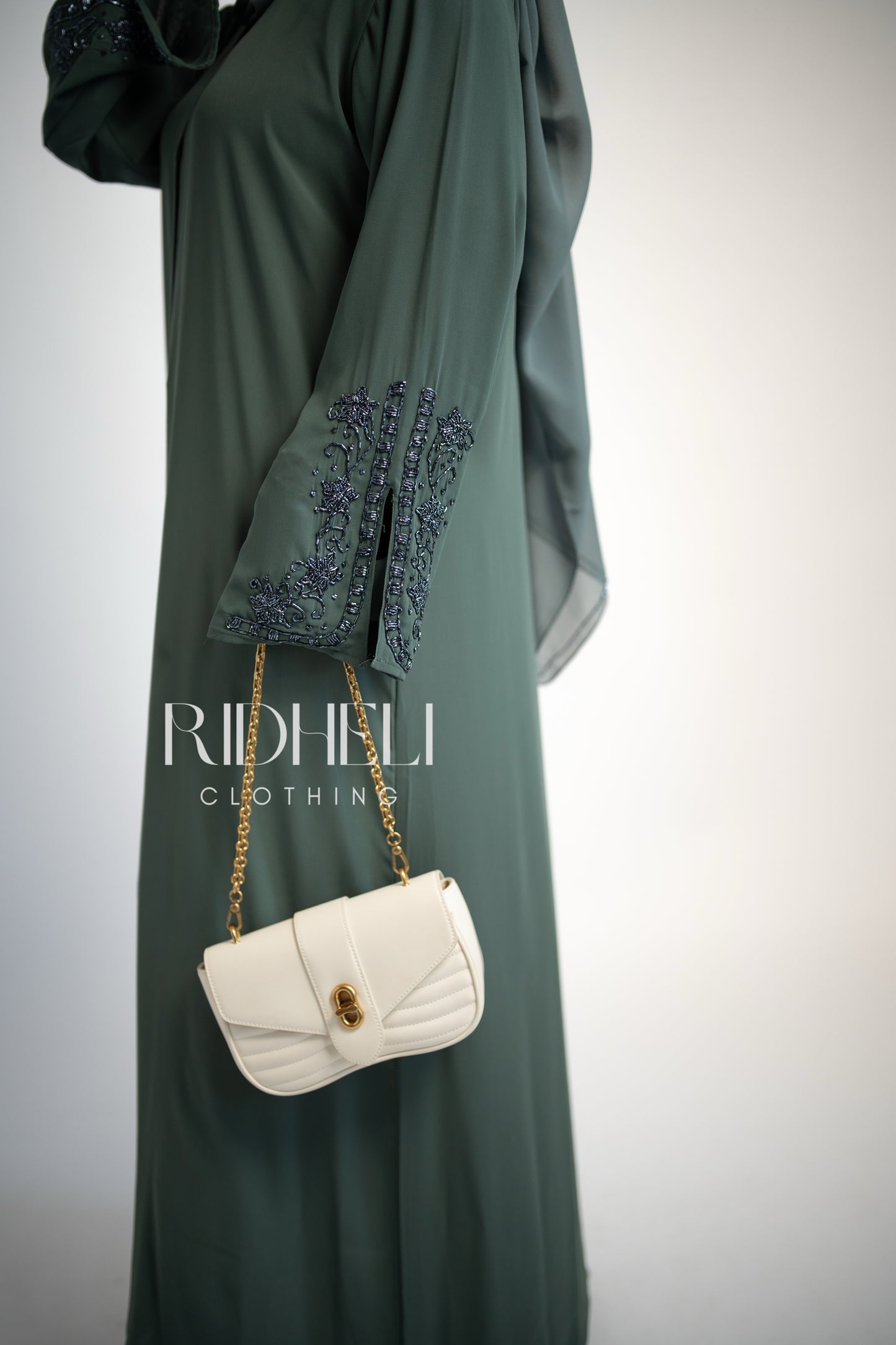 NADWA GREEN BEADED ABAYA