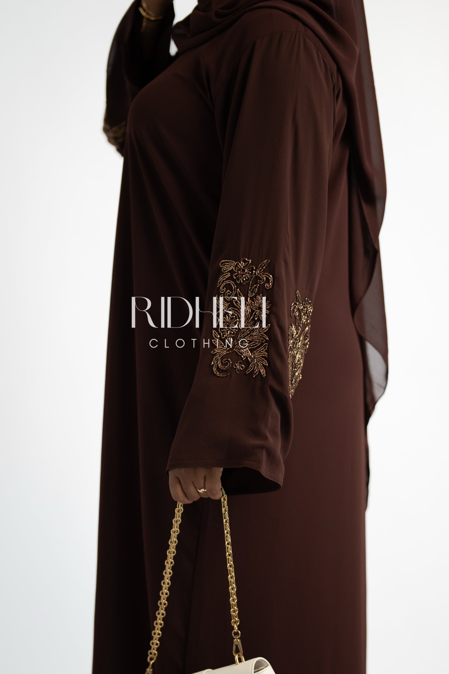 SANAYA BROWN BEADED ABAYA
