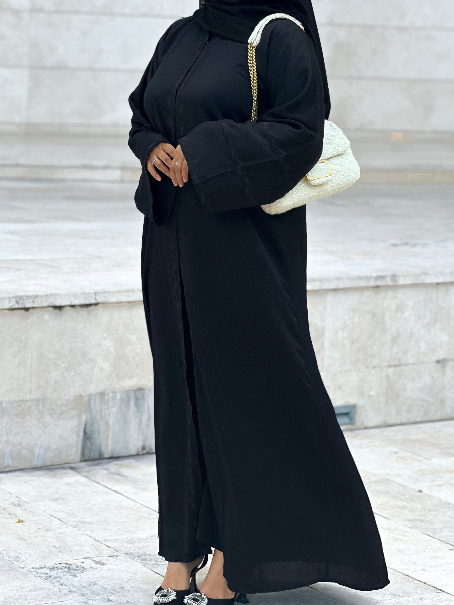 ALIYA BLACK EMBROIDERY ABAYA