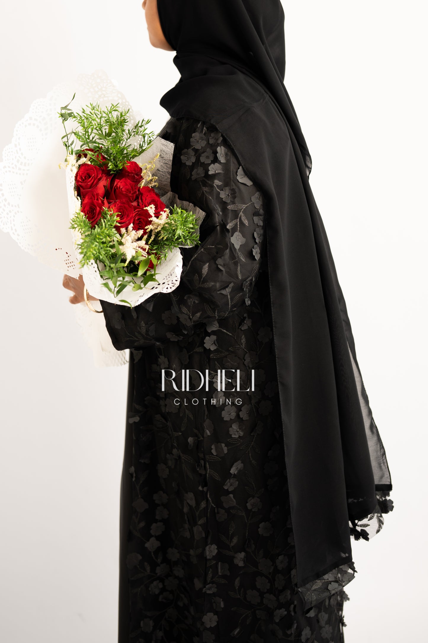 BLACK BLOSSOM CARDIGAN ABAYA