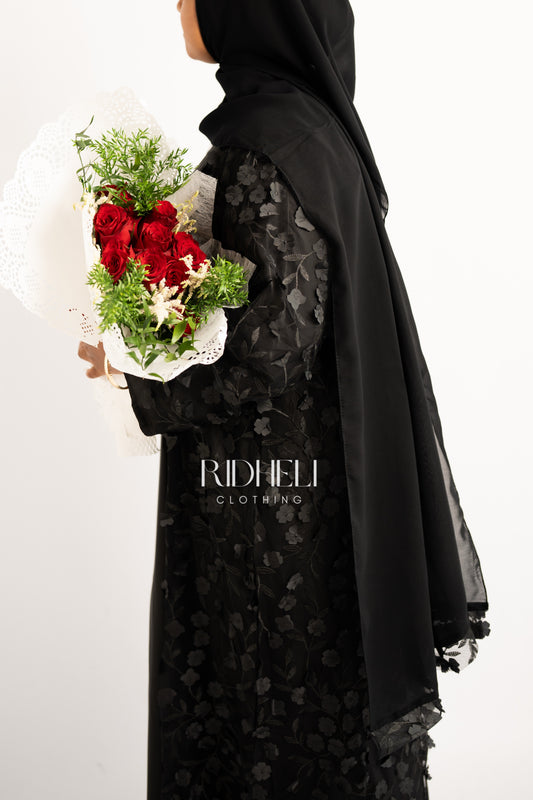 BLACK BLOSSOM CARDIGAN ABAYA