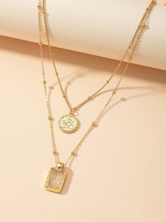 Geometric Charm Layered Necklace