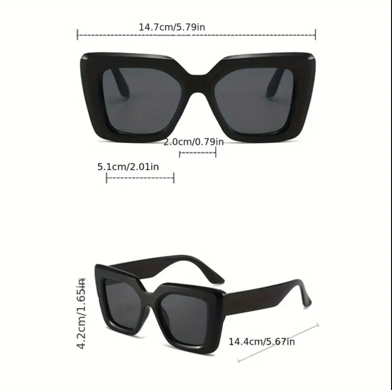 Oversized Square Frame Fashion Glasses, Unisex Everyday Accessory Eyewear