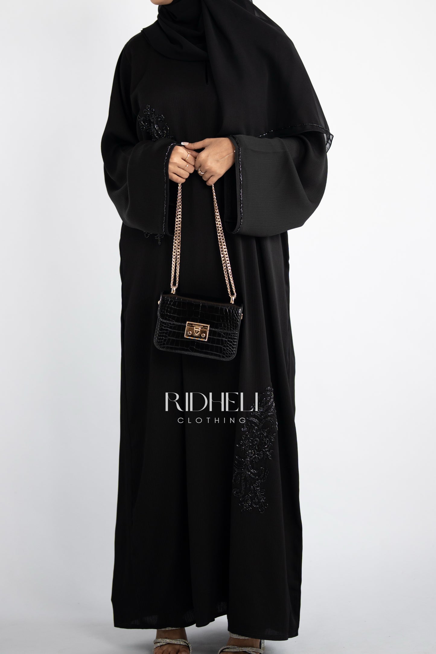 AYESHA BLACK BEADED ABAYA