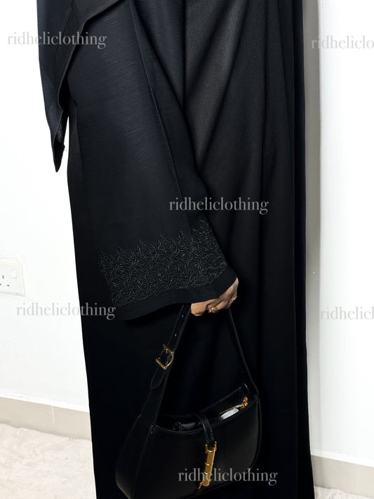 MIRAAL BLACK EMBROIDERY ABAYA